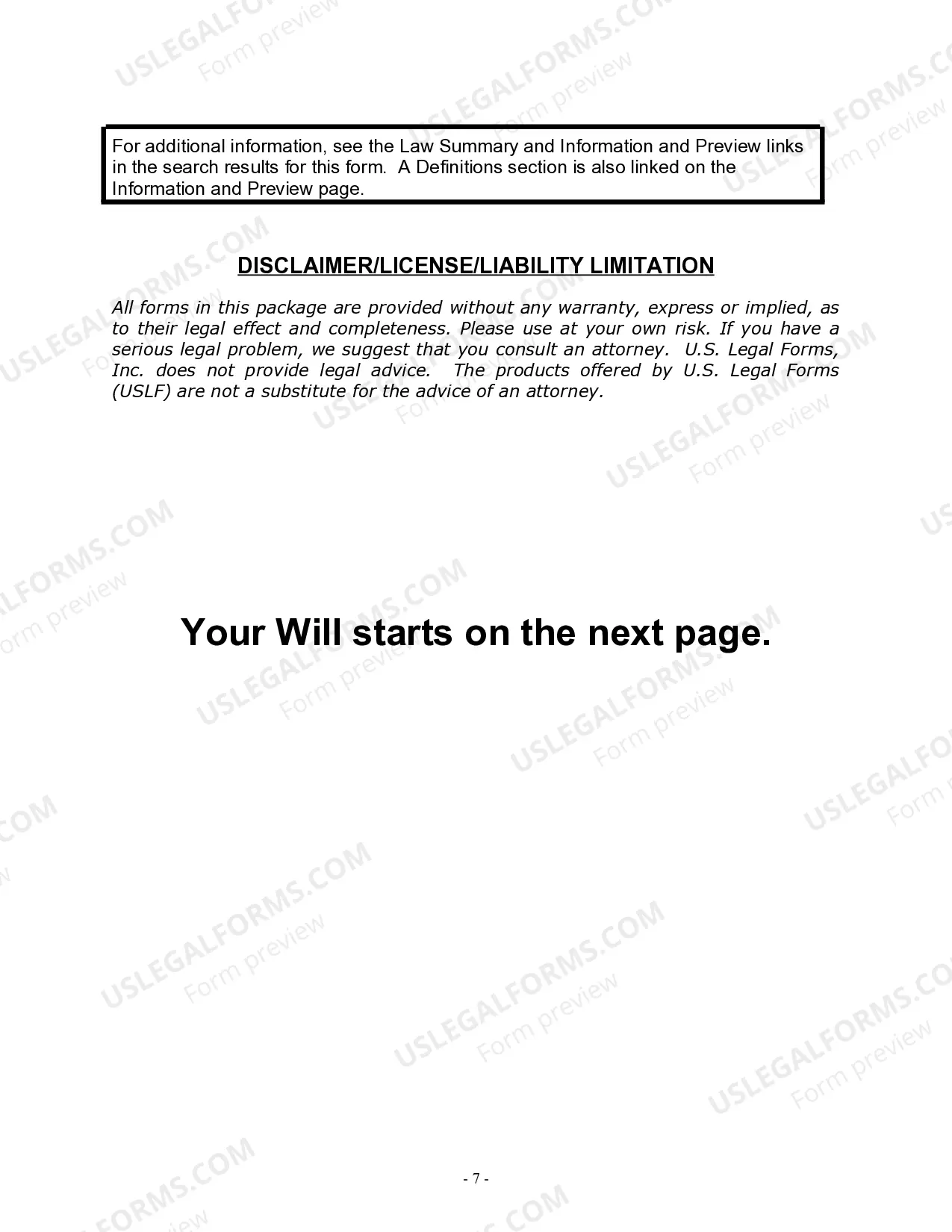 Preview Last Will and Testament for Married person with Minor Children