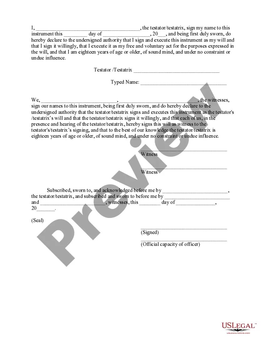 Preview Codicil to Will Form for Amending Your Will - Will Changes or Amendments