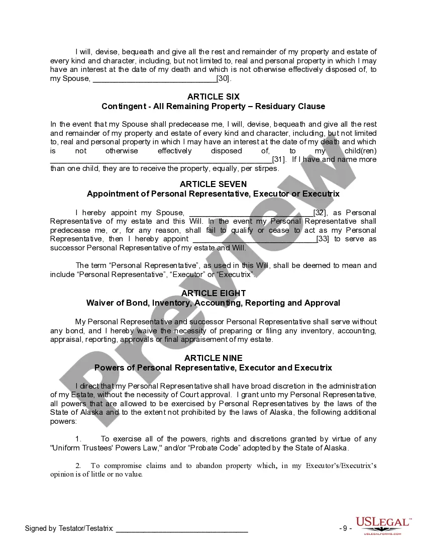 Preview Mutual Wills Package for Married Couple with Adult Children