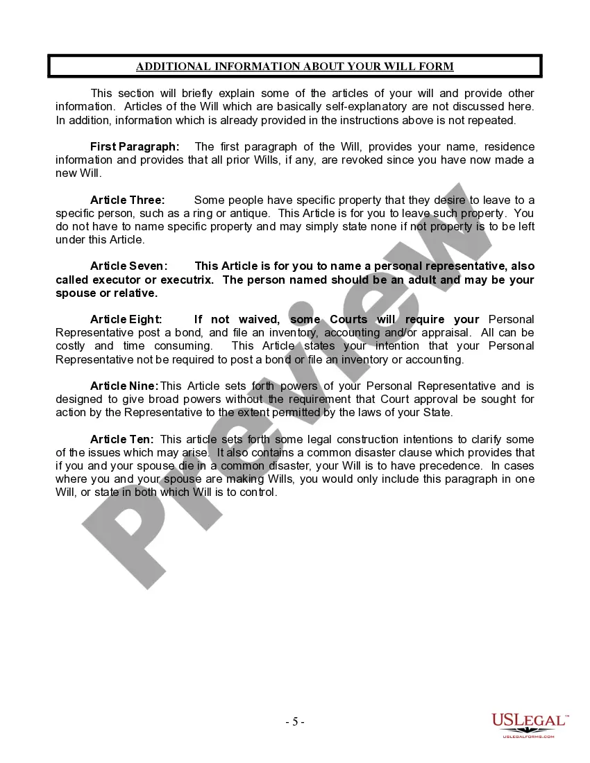 Preview Mutual Wills Package for Married Couple with Adult Children