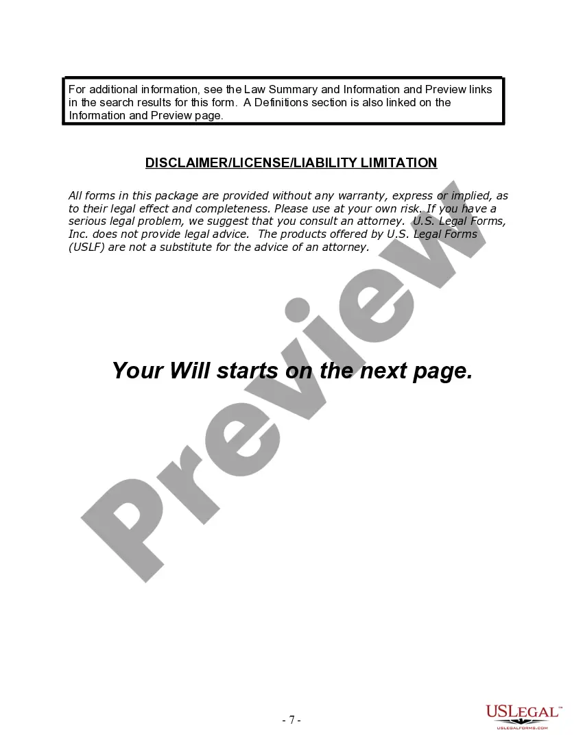 Preview Last Will and Testament for Married Person with Adult and Minor Children from Prior Marriage