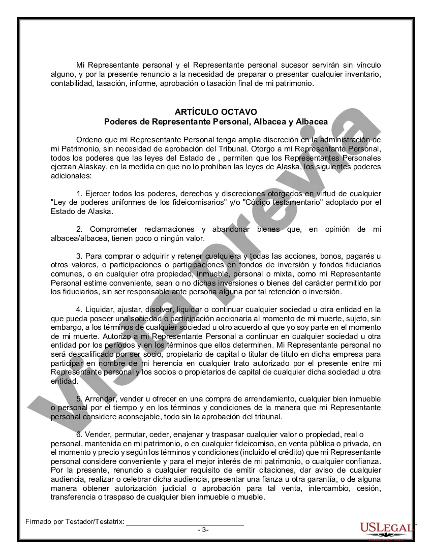 Preview Formulario de testamento y última voluntad legal para viuda o viudo con hijos adultos