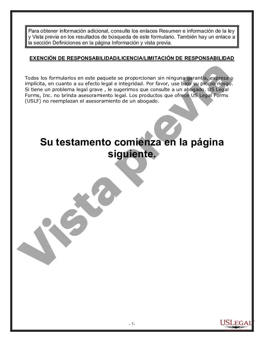 Preview Formulario Legal de Última Voluntad y Testamento para Viuda o Viudo con Hijos Menores