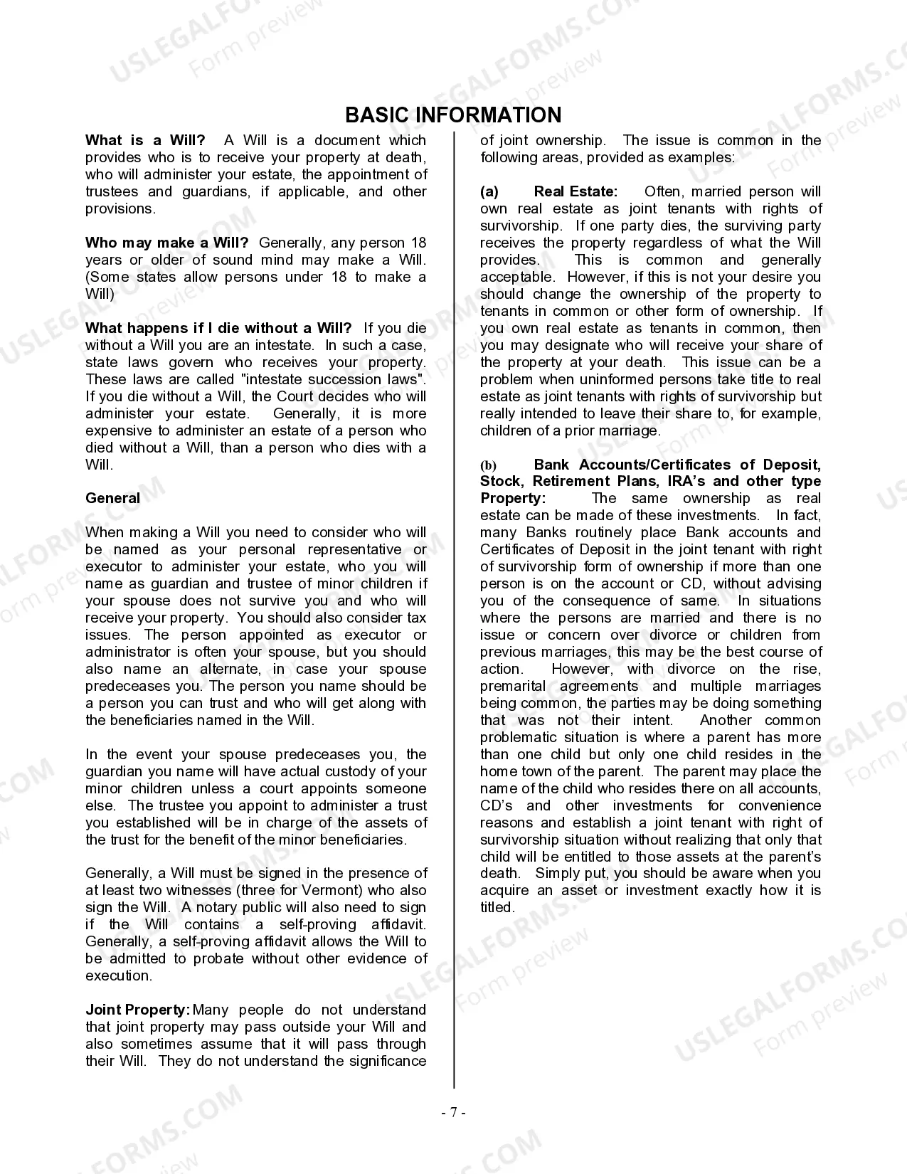 Preview Last Will and Testament for Widow or Widower with Minor Children