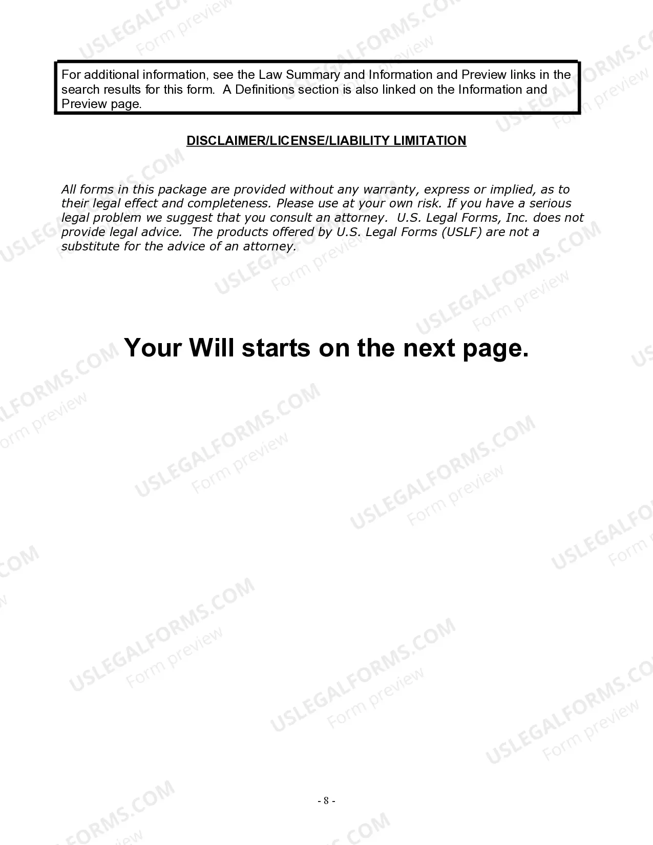 Preview Last Will and Testament for Widow or Widower with Minor Children