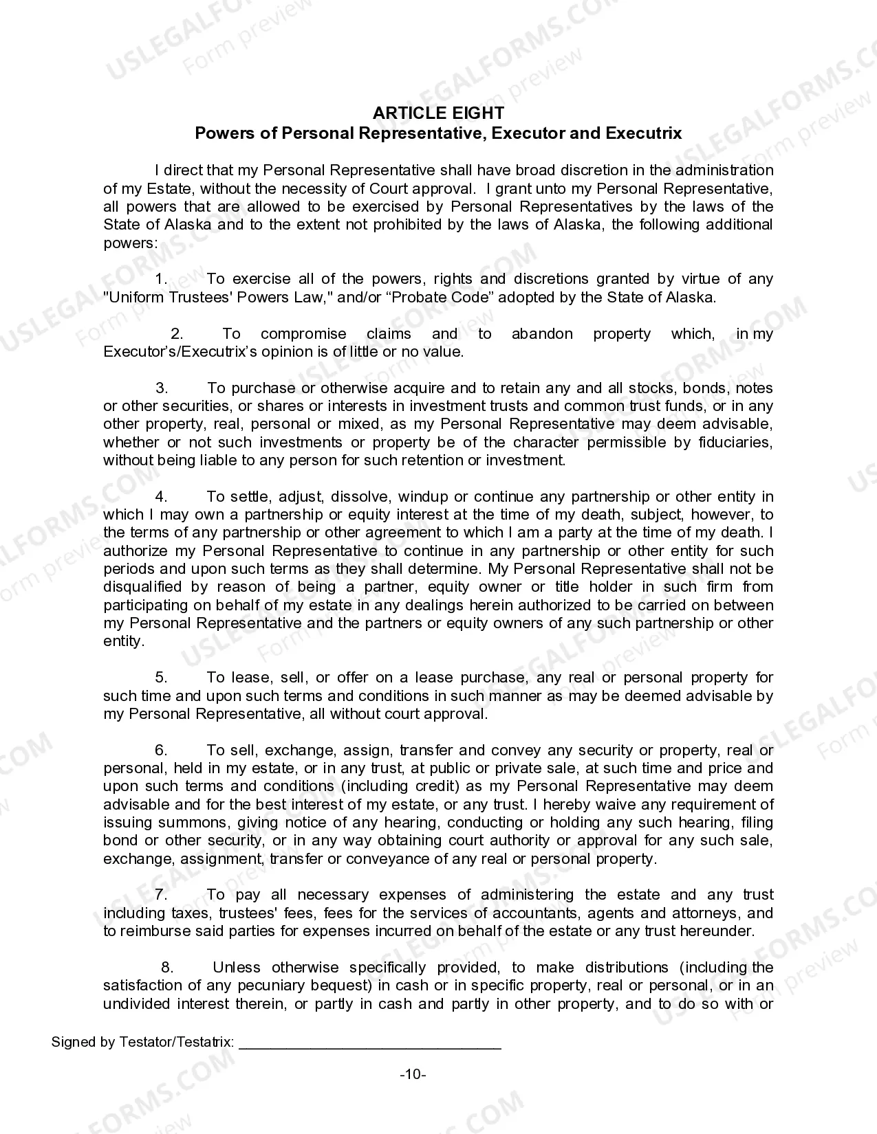 Preview Last Will for a Widow or Widower with no Children