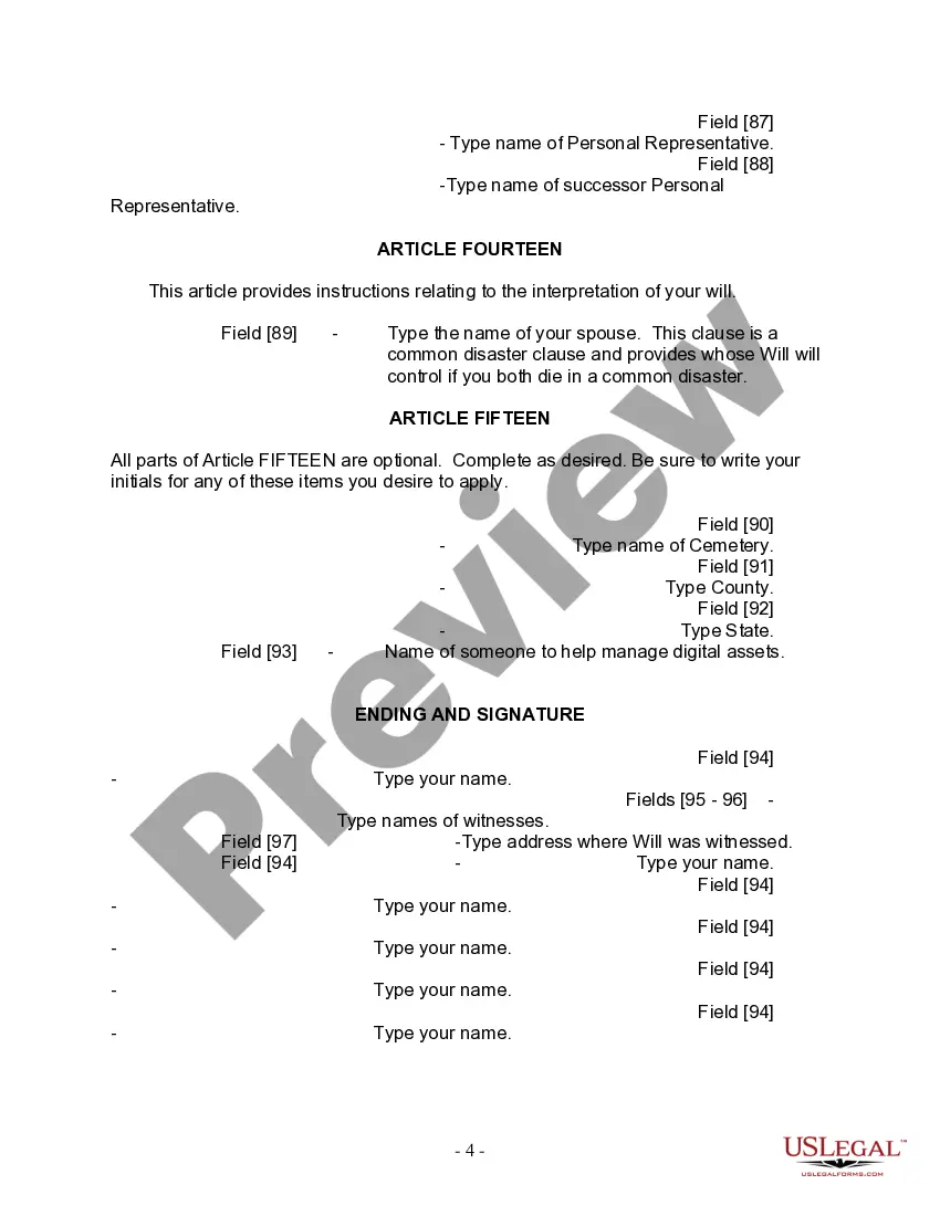 Preview Last Will and Testament for Divorced and Remarried Person with Mine, Yours and Ours Children