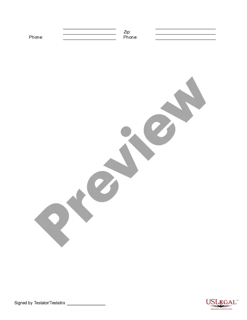 Preview Last Will and Testament with All Property to Trust called a Pour Over Will