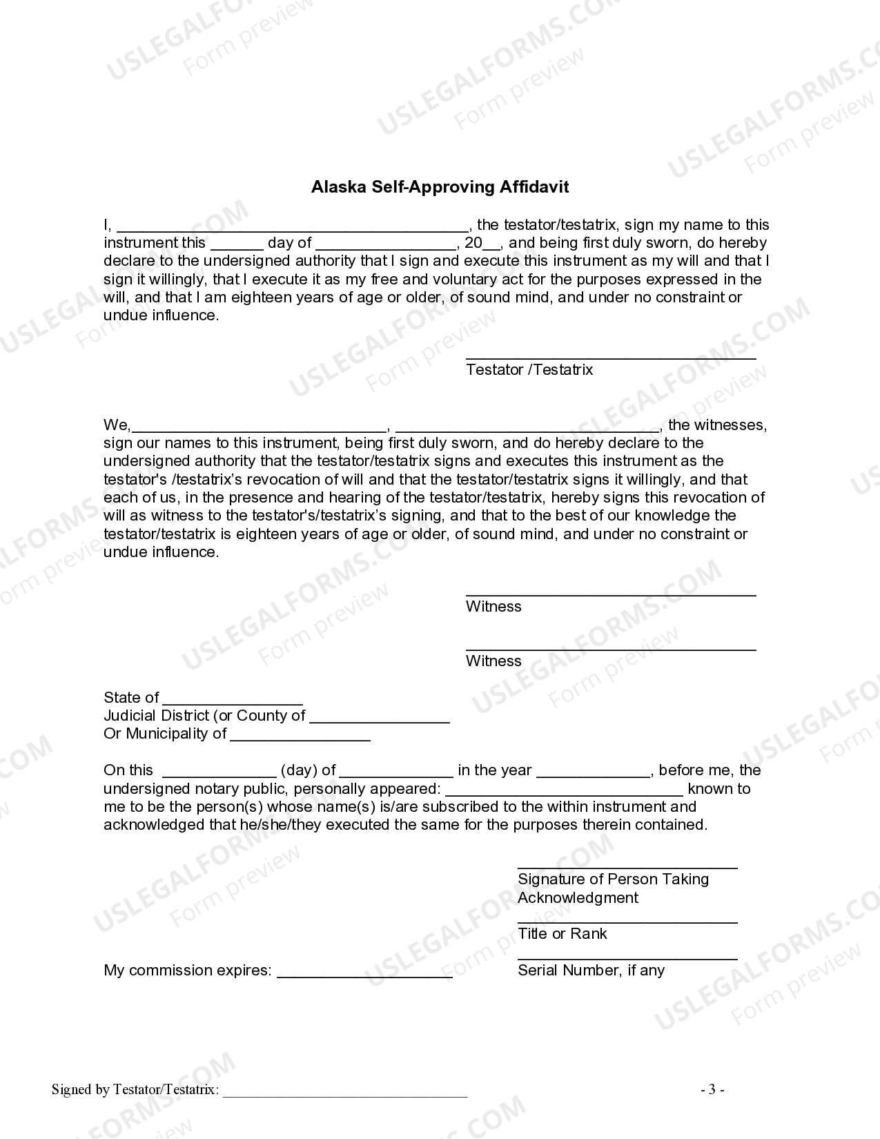 Alaska Written Revocation of Will | US Legal Forms