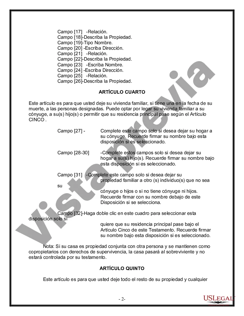 Preview Última voluntad y testamento para otras personas