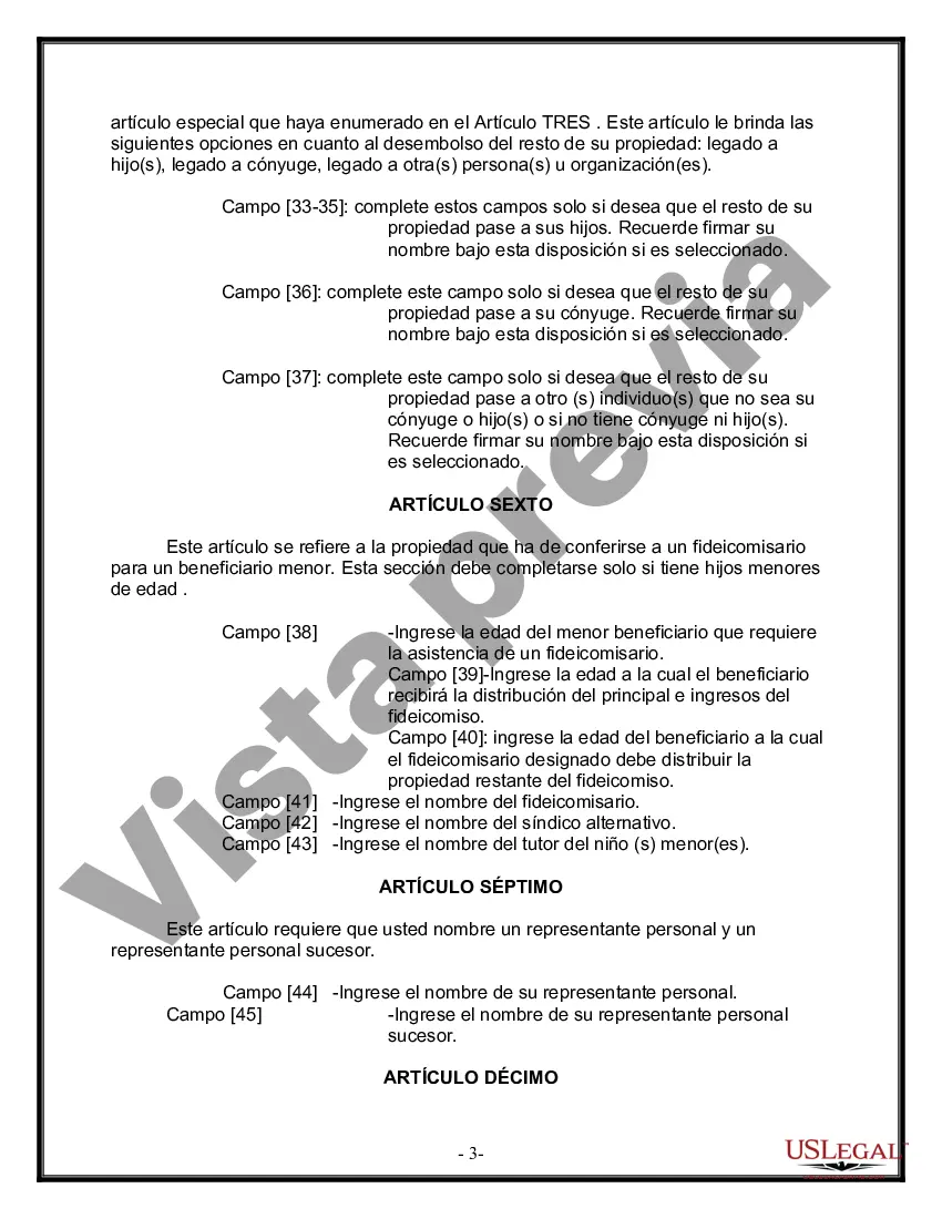 Preview Última voluntad y testamento para otras personas