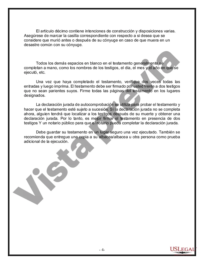 Preview Última voluntad y testamento para otras personas