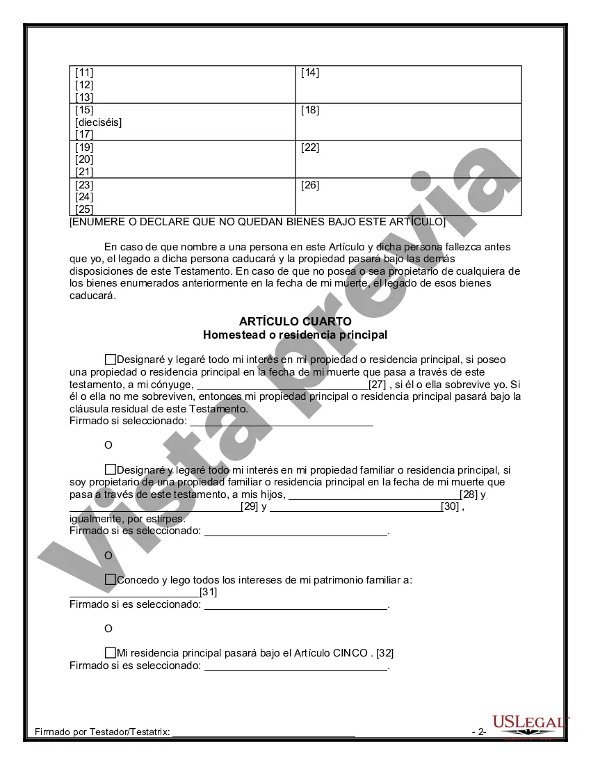Preview Última voluntad y testamento para otras personas
