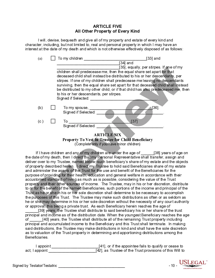 Preview Last Will and Testament for other Persons