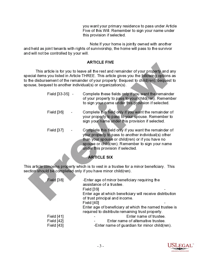 Preview Last Will and Testament for other Persons