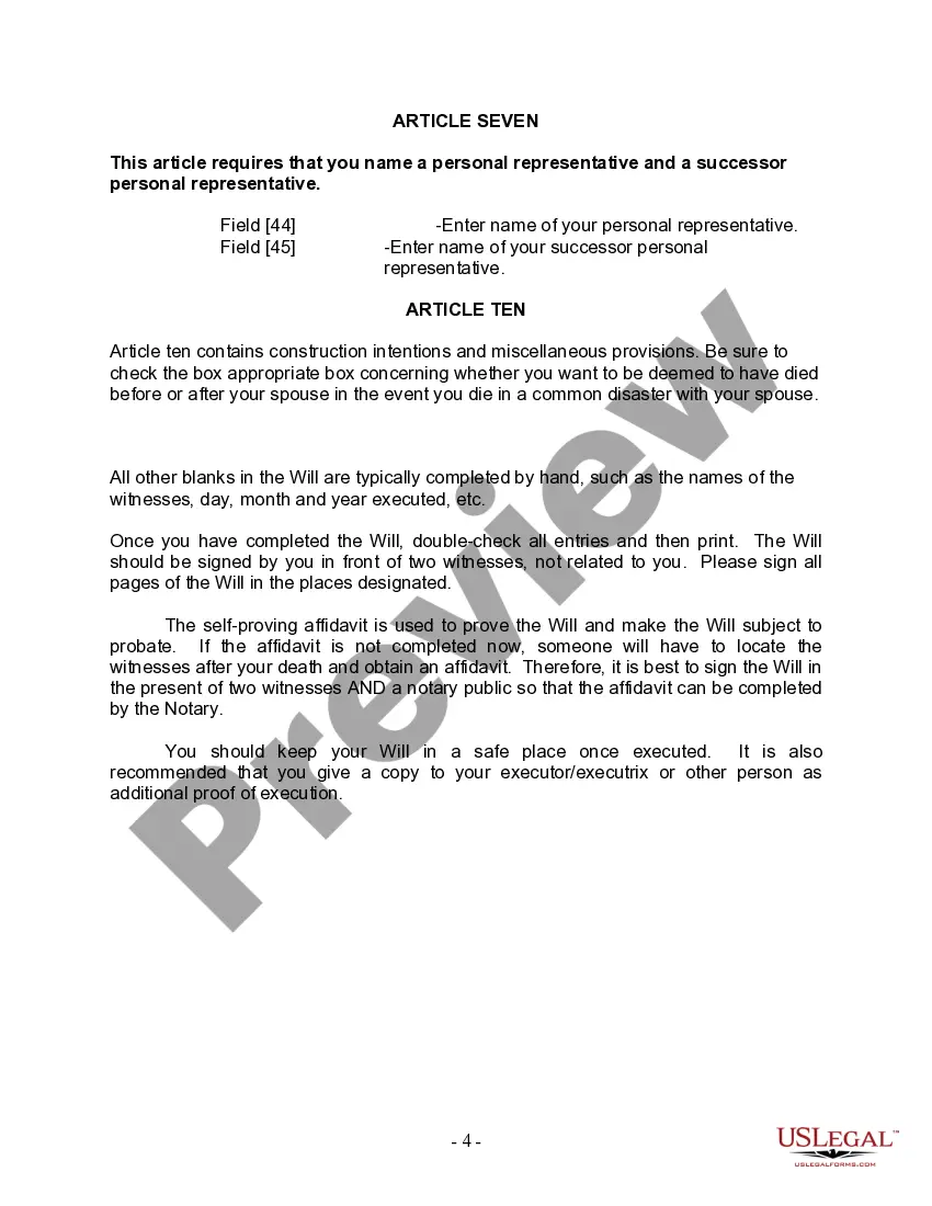 Preview Last Will and Testament for other Persons