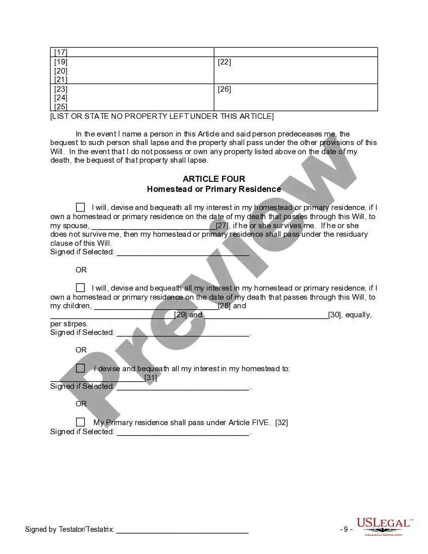 Preview Last Will and Testament for other Persons