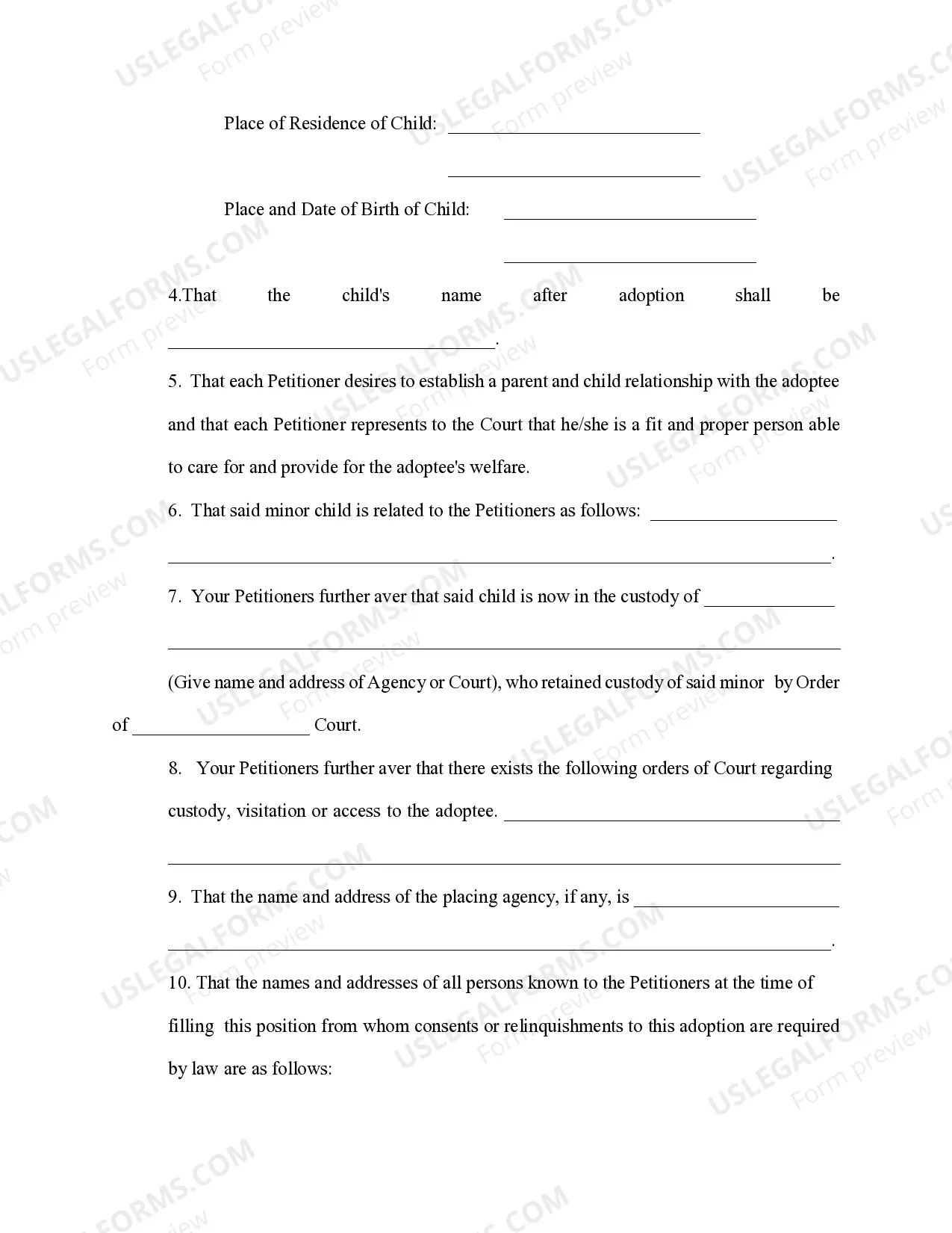 Preview Petition for Adoption