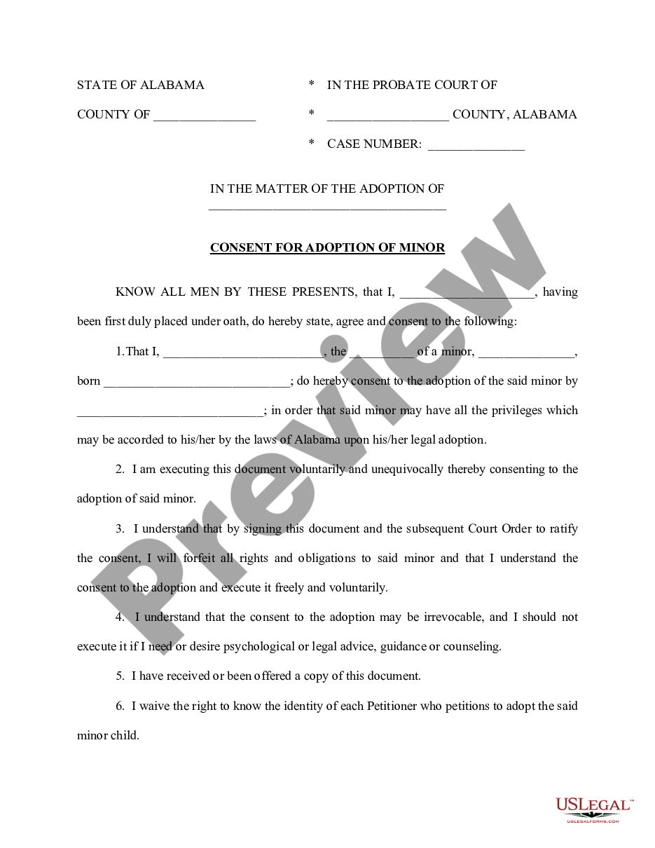 page 0 Consent for Adoption preview