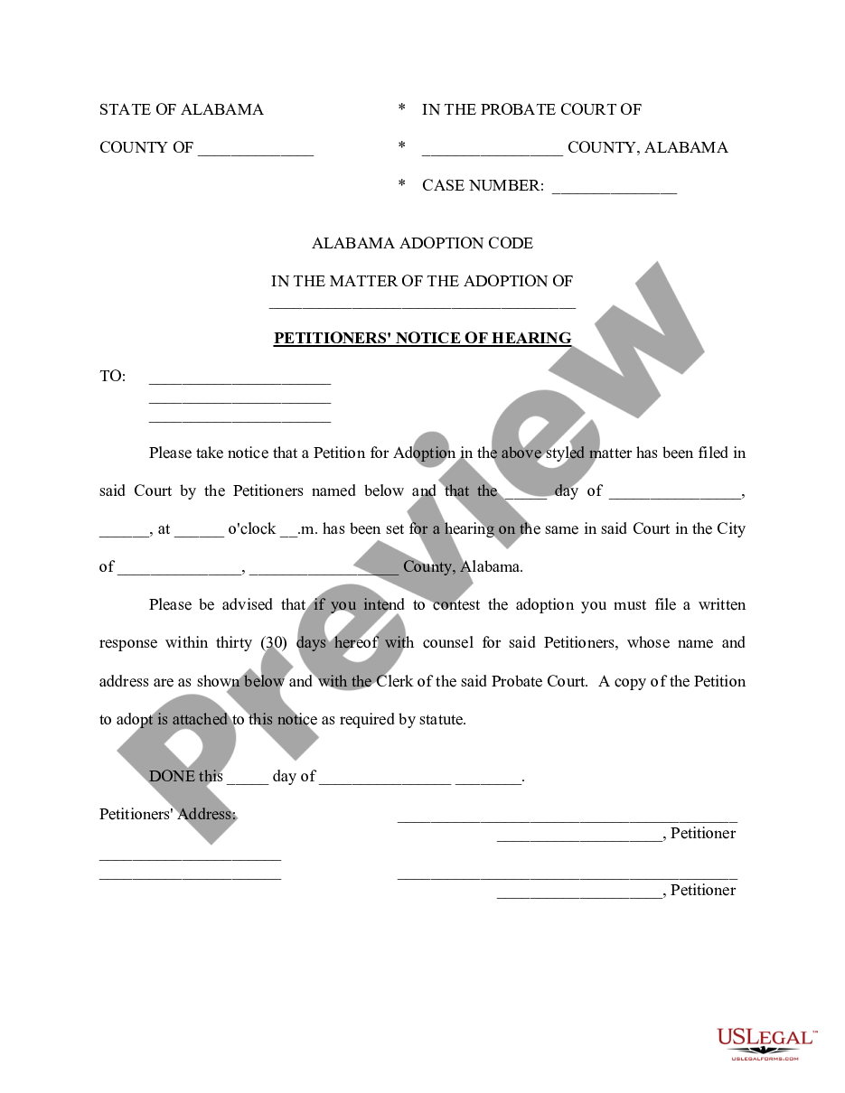 page 0 Petitioner's Notice of Hearing preview