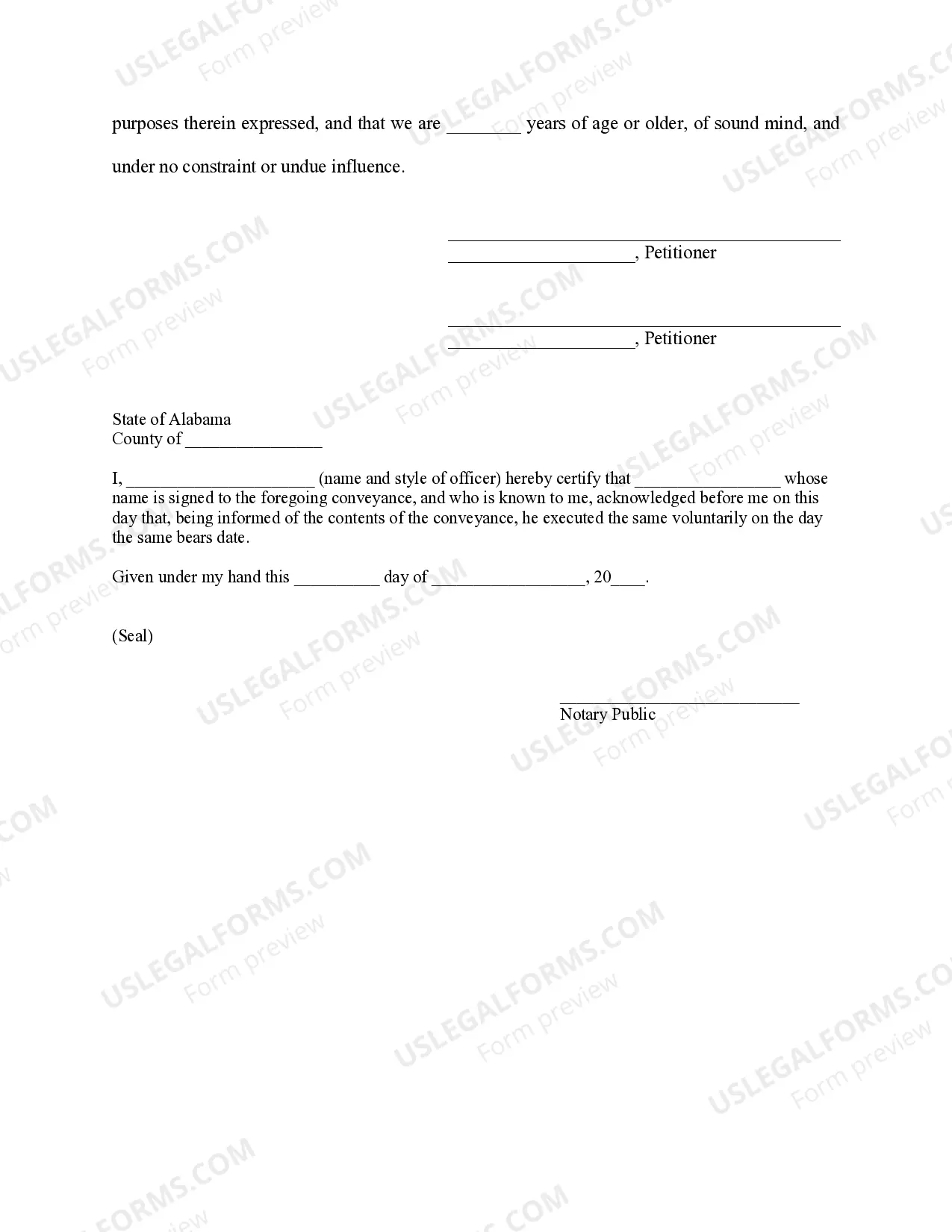 Preview Affidavit of Petitioners