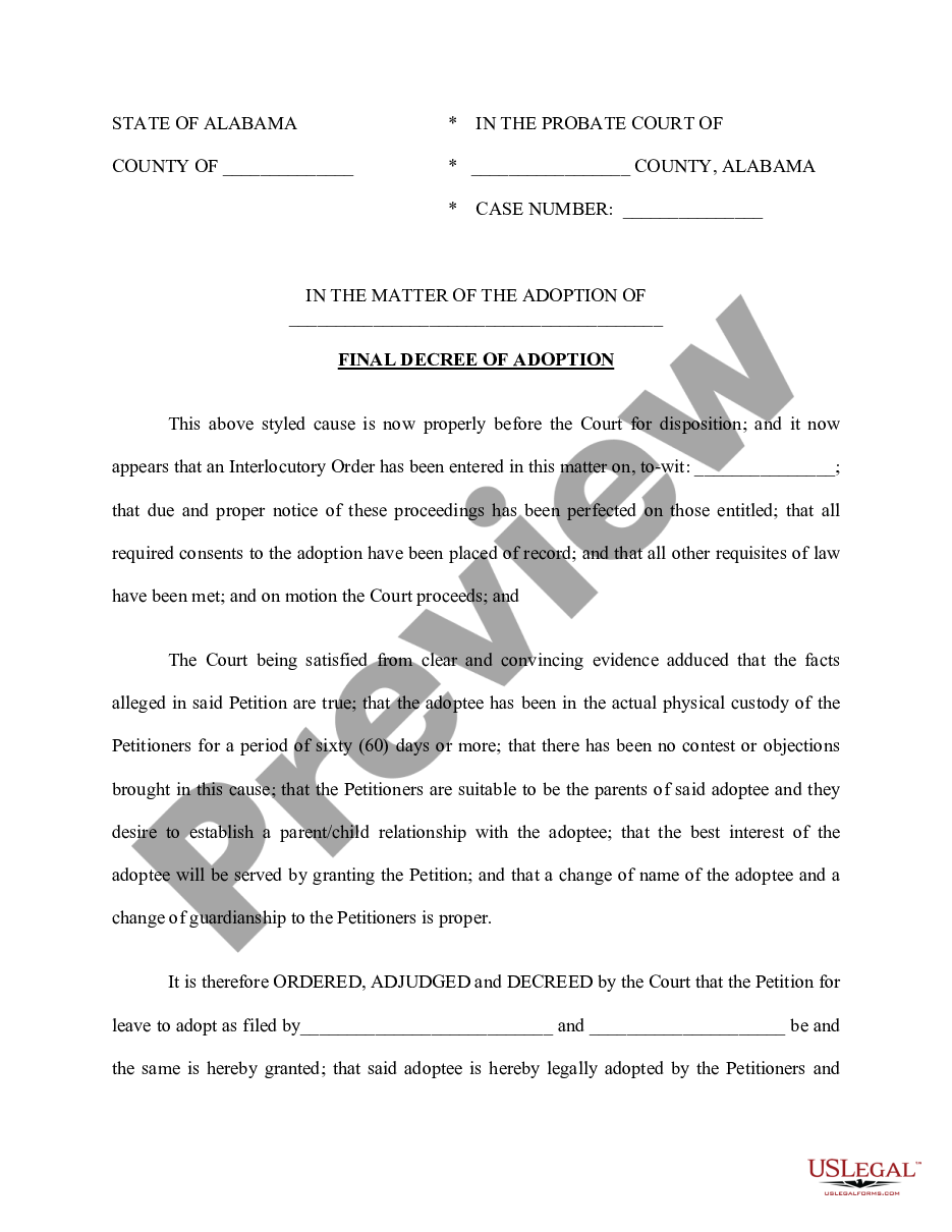 page 0 Final Decree of Adoption preview