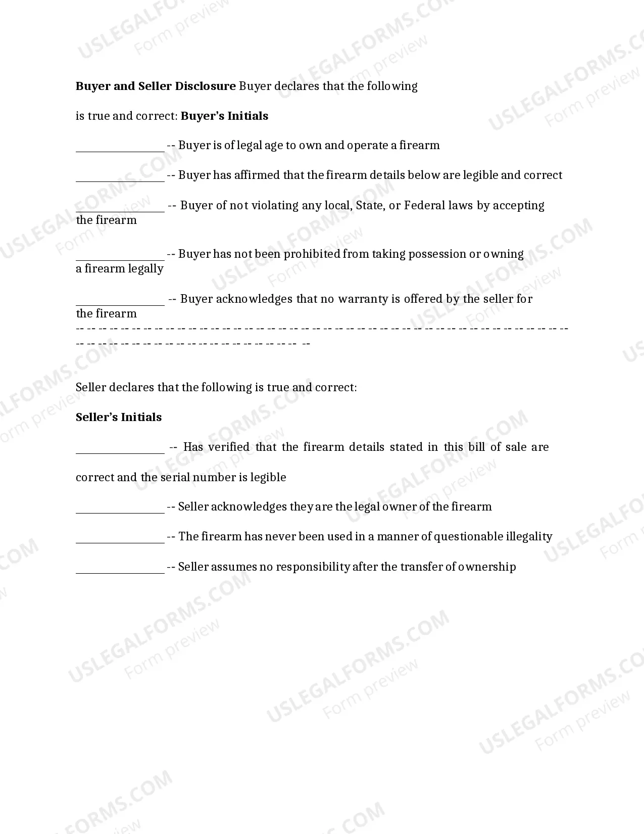 Preview Alabama firearm Bill of Sale form