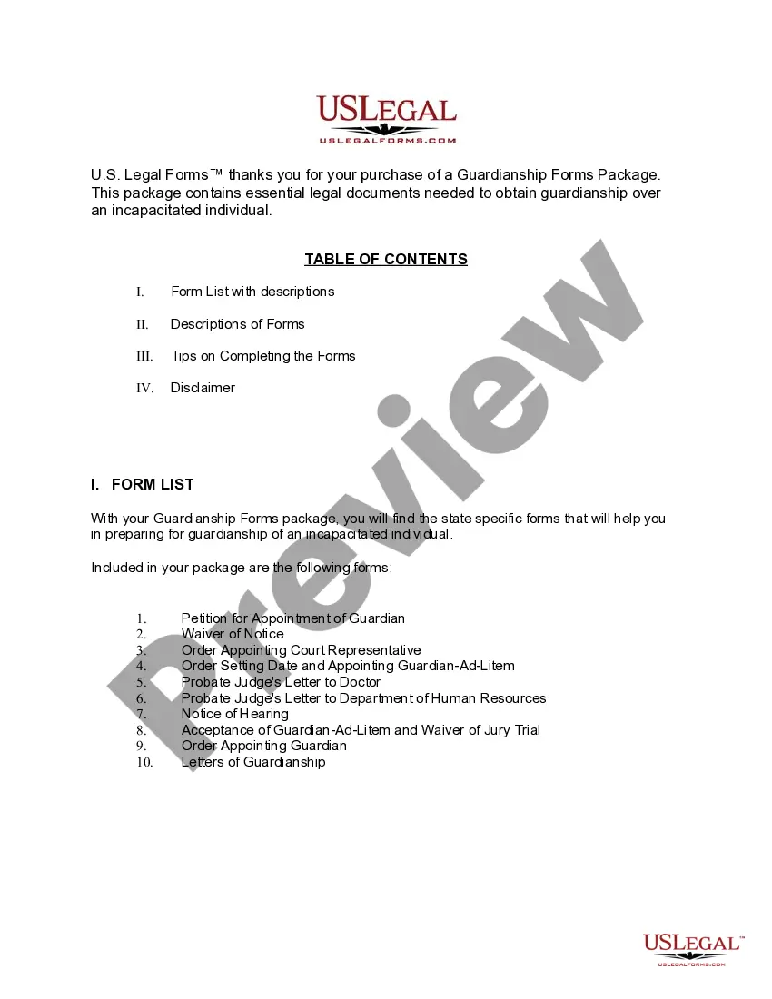 Preview Alabama Legal Guardianship Forms Package