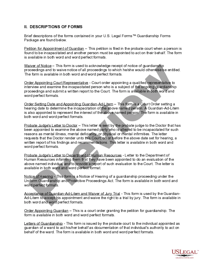 Preview Alabama Legal Guardianship Forms Package