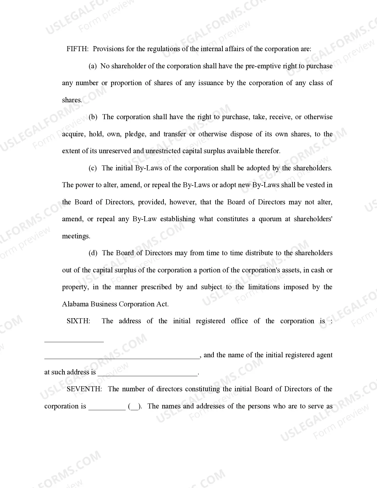 Preview Articles of Incorporation