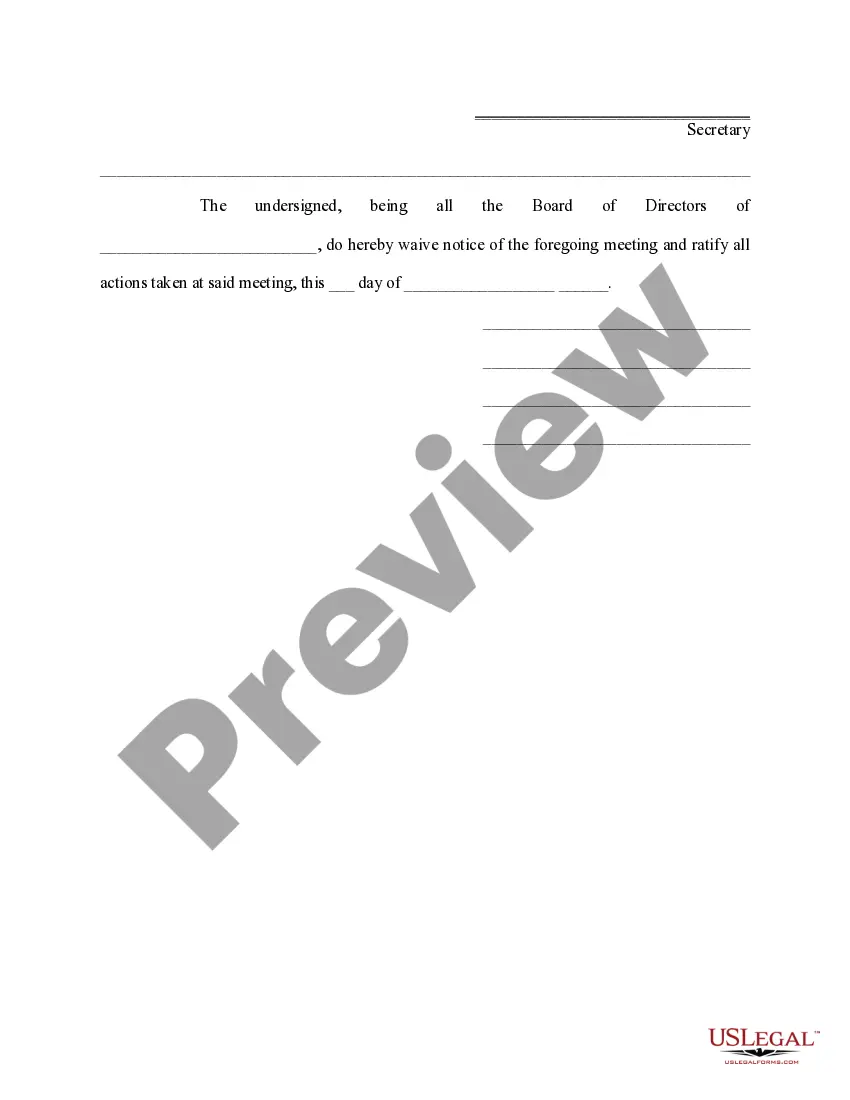 Preview Minutes of Directors Organization Meeting