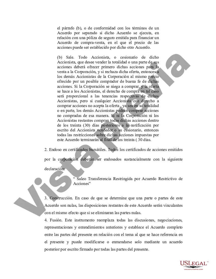 Preview Acuerdo restrictivo de acciones