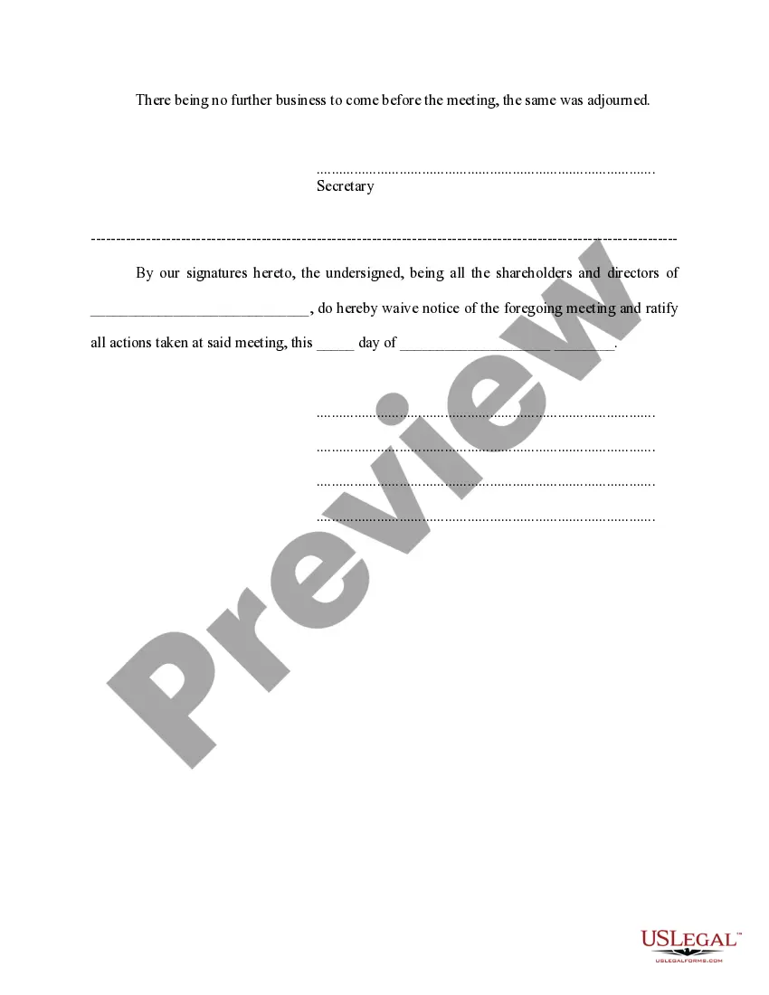 Get Minutes of Annual Shareholders - Directors Meeting Preview Minutes of Annual Shareholders - Directors Meeting