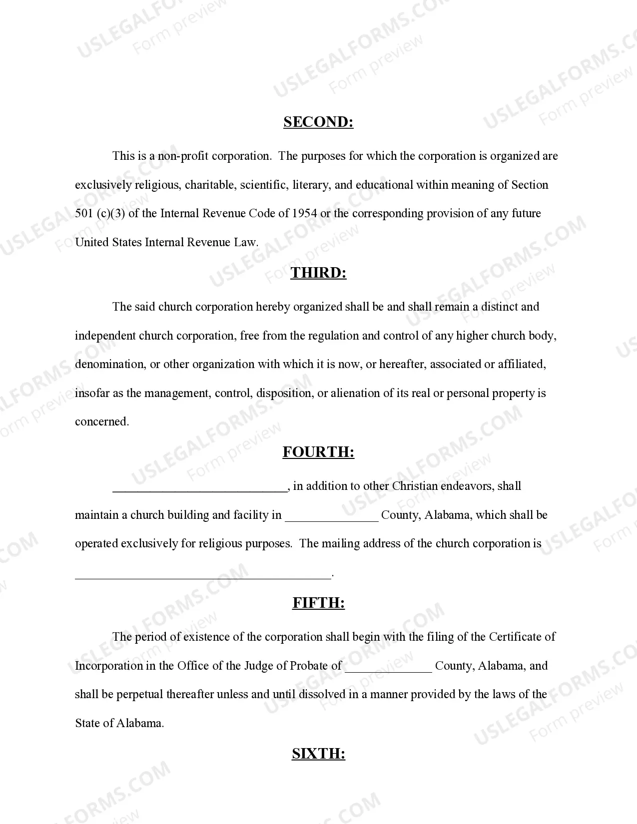 Preview Certificate of Incorporation For Church