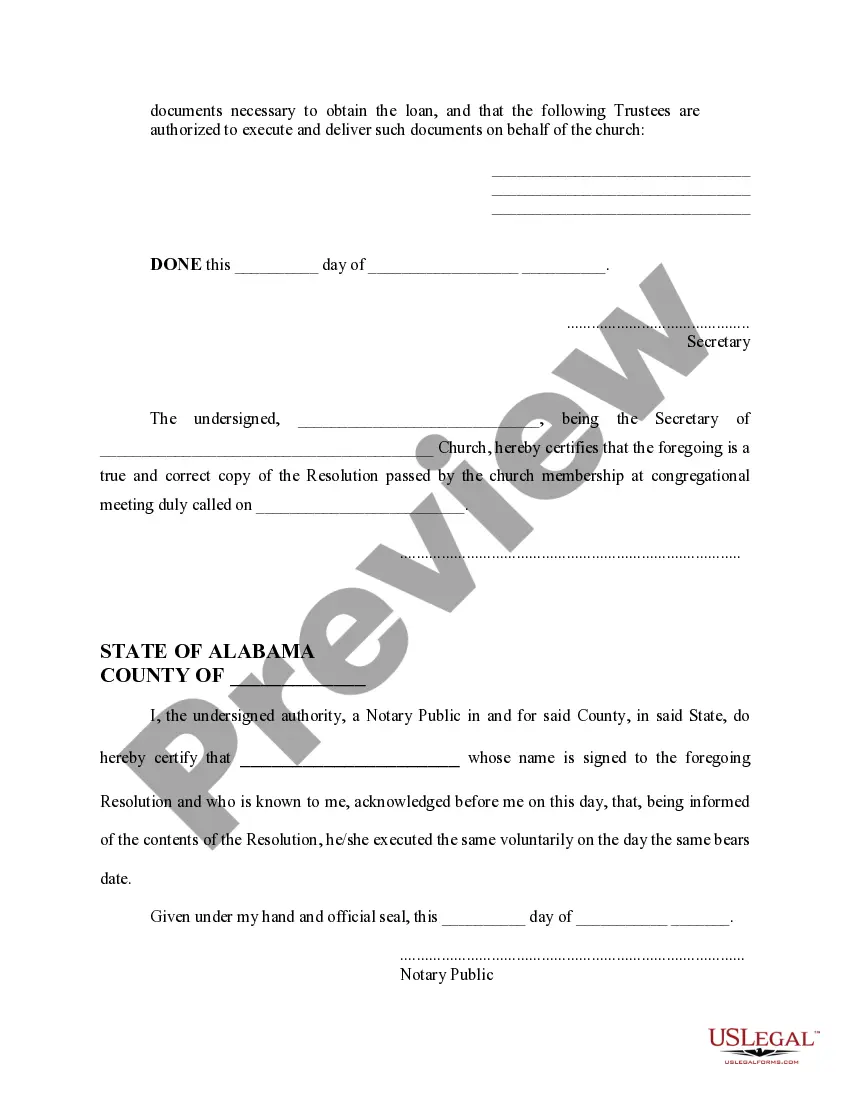 Get Church Resolution to Authorize Loan Preview Church Resolution to Authorize Loan