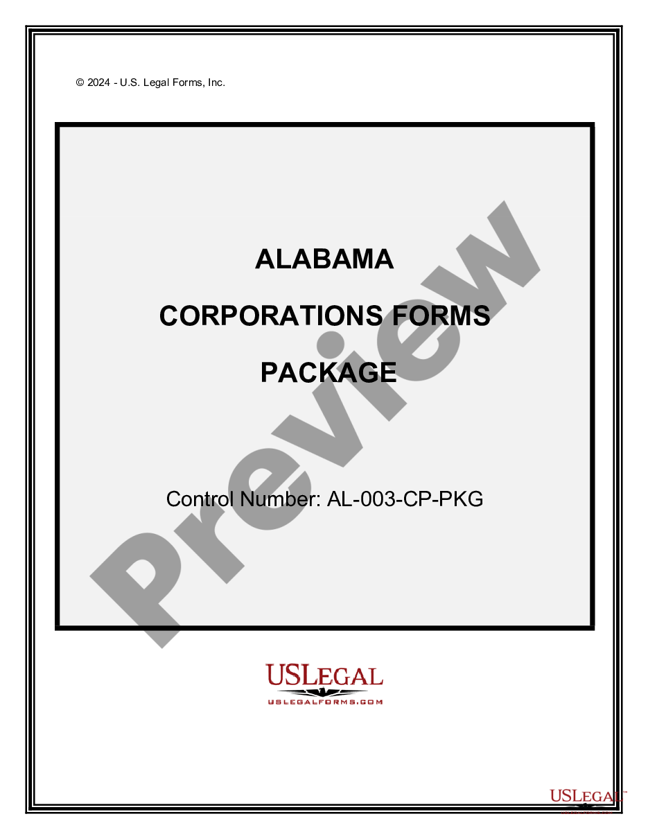 page 0 Alabama Corporations Forms Package preview