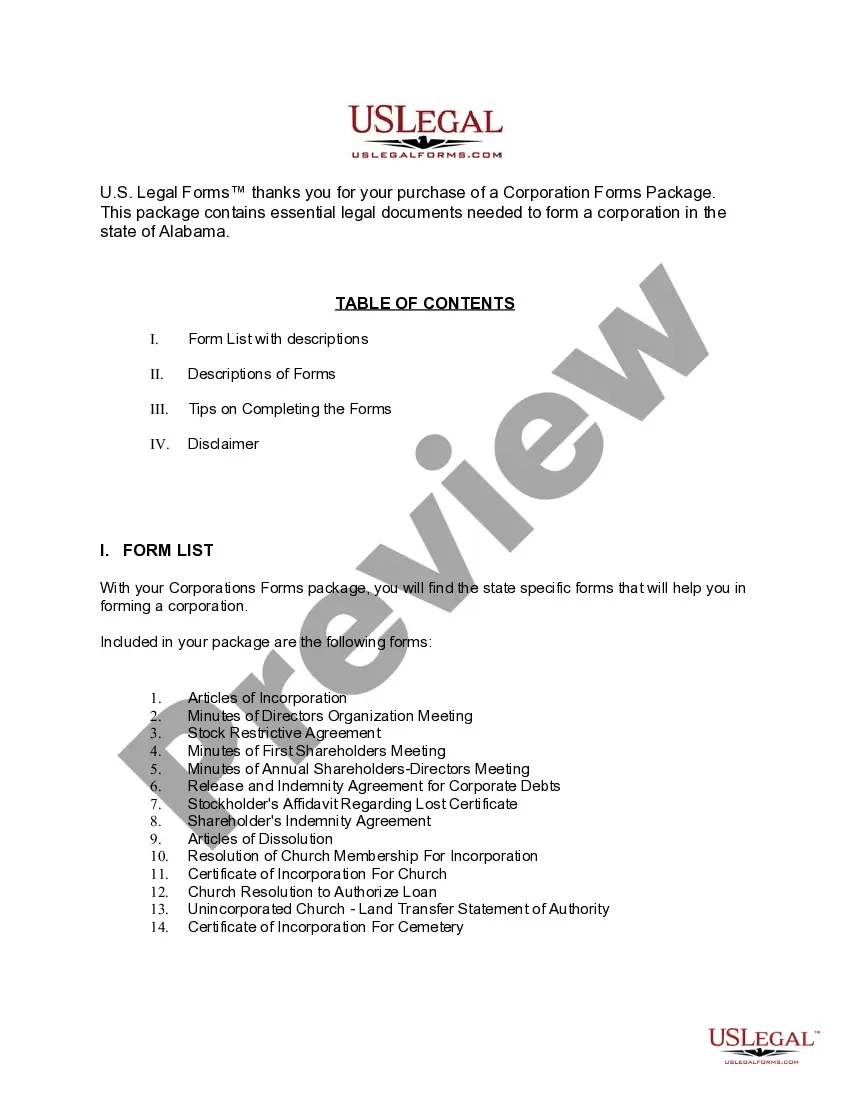 Get Alabama Corporations Forms Package Preview Alabama Corporations Forms Package
