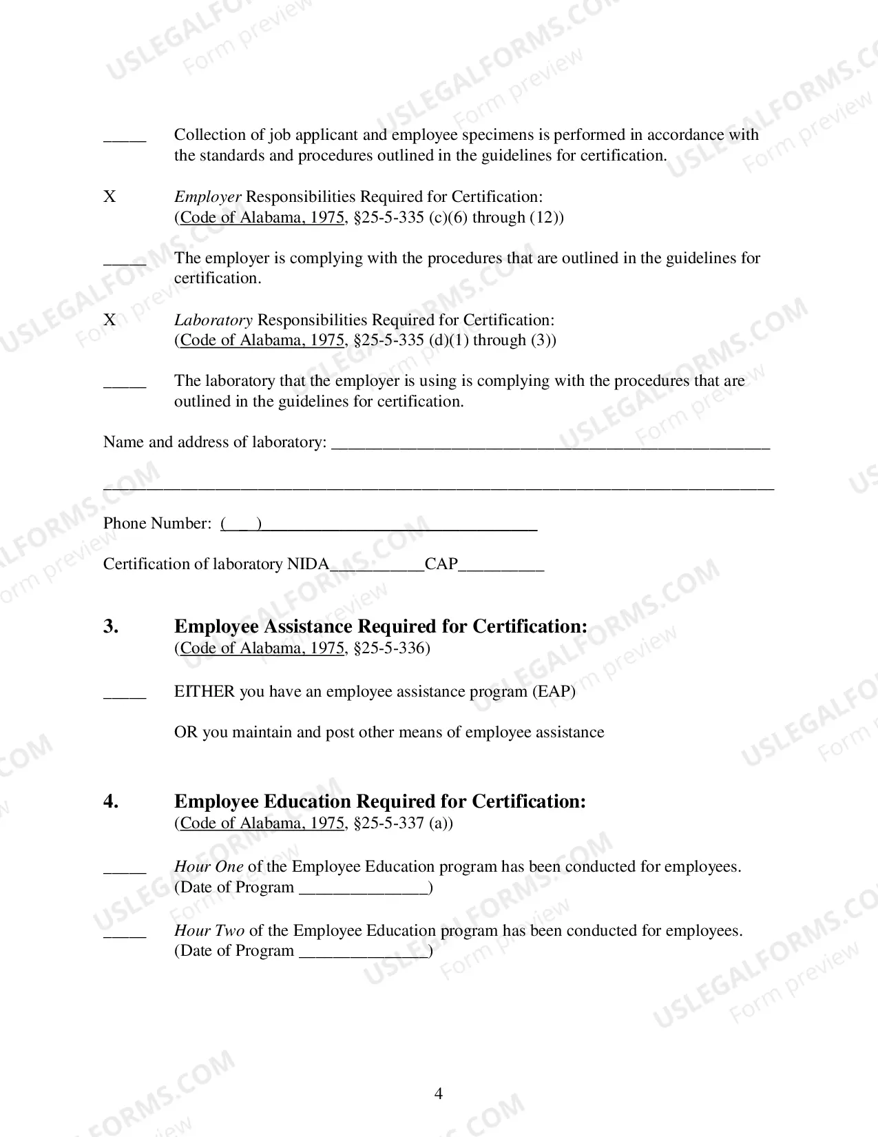 Preview Application For Certification of Drug Free Workplace Premium Credit Program