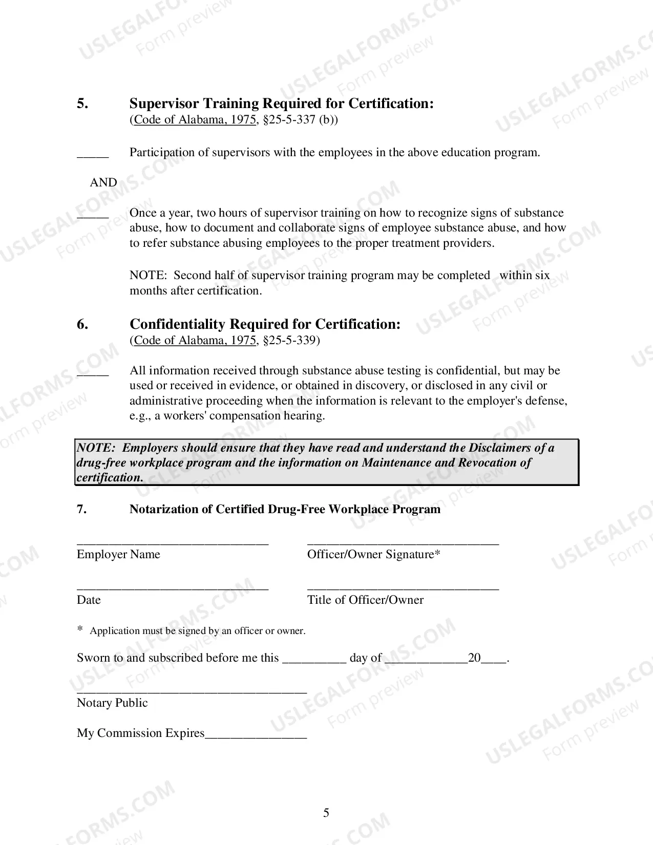 Preview Application For Certification of Drug Free Workplace Premium Credit Program