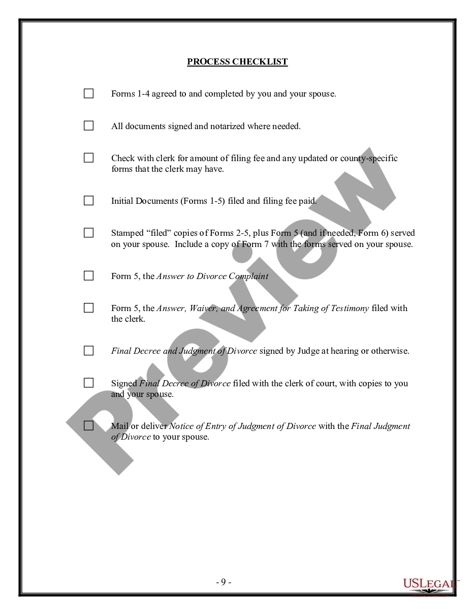 page 8 No-Fault Uncontested Agreed Divorce Package for Dissolution of Marriage with Adult Children and with or without Property and Debts preview