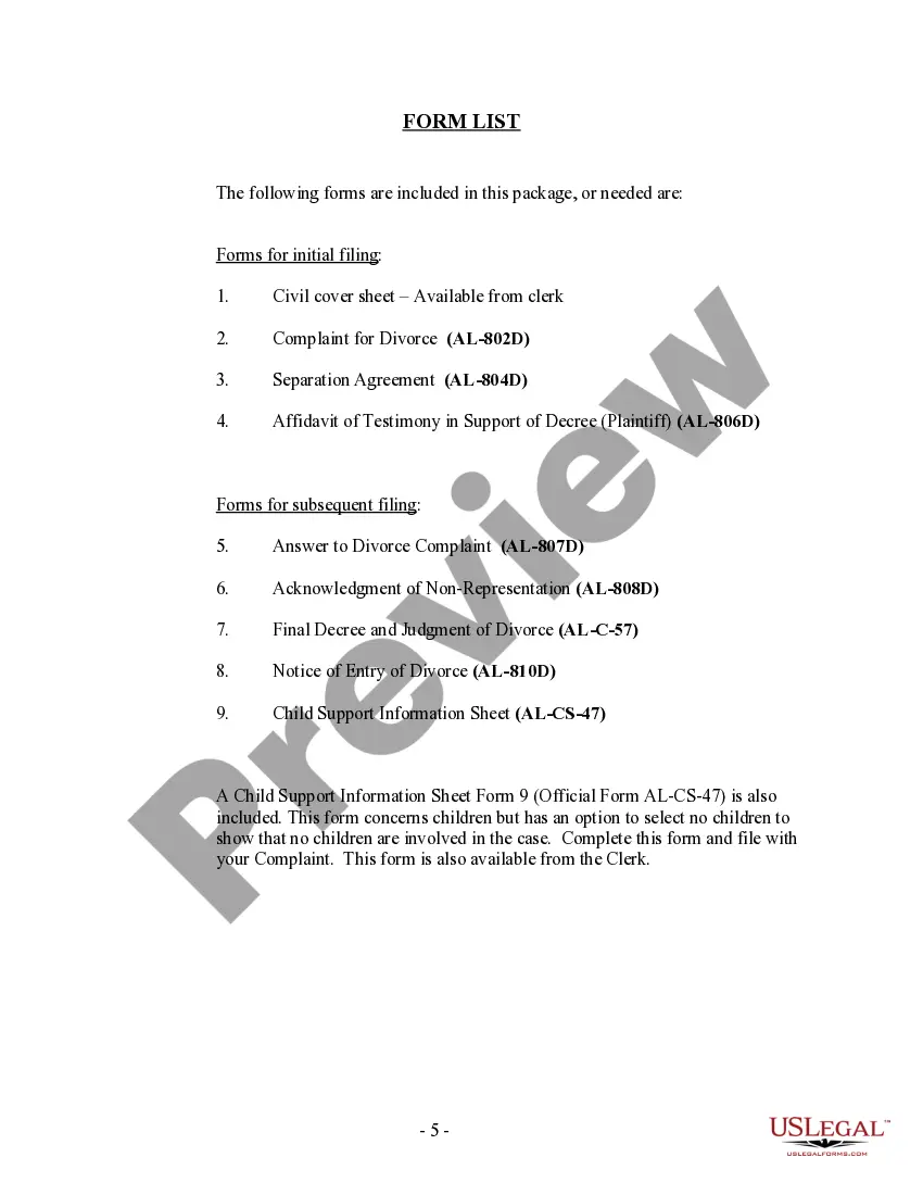 Get Alabama No-Fault Uncontested Agreed Divorce Package for Dissolution of Marriage with Adult Children and with or without Property and Debts Preview Alabama No-Fault Uncontested Agreed Divorce Package for Dissolution of Marriage with Adult Children and with or without Property and Debts
