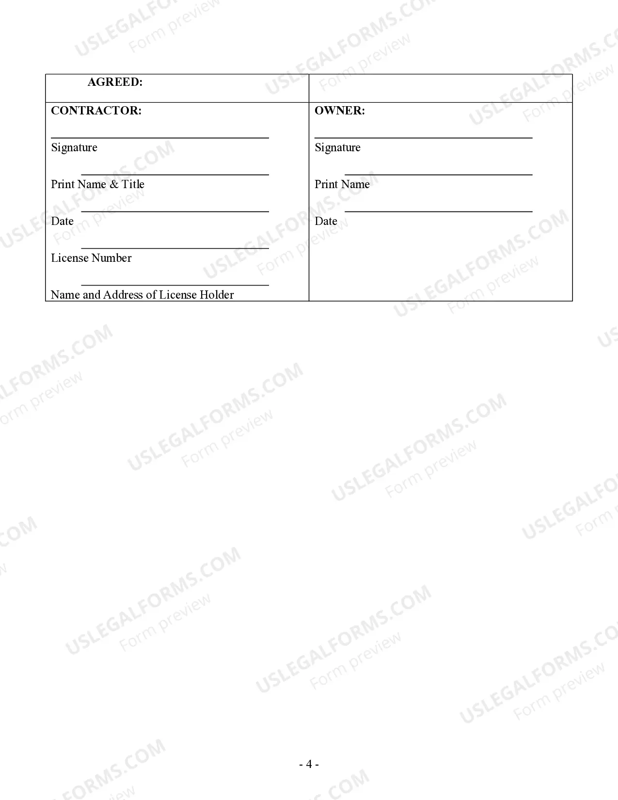 Preview Trim Carpenter Contract for Contractor