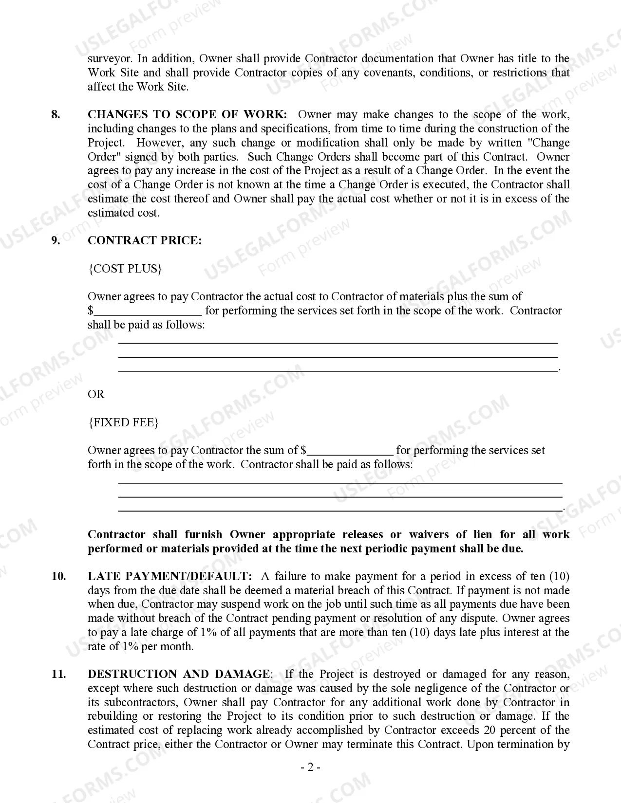 Preview Paving Contract for Contractor