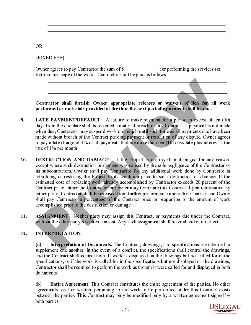 Preview Siding Contract for Contractor