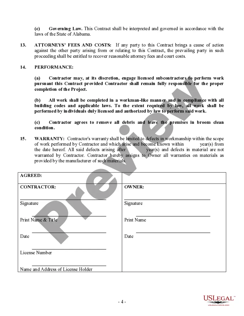 Preview Siding Contract for Contractor