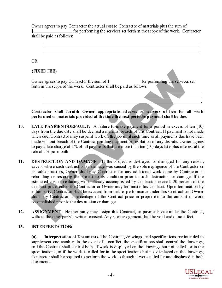 Preview Plumbing Contract for Contractor