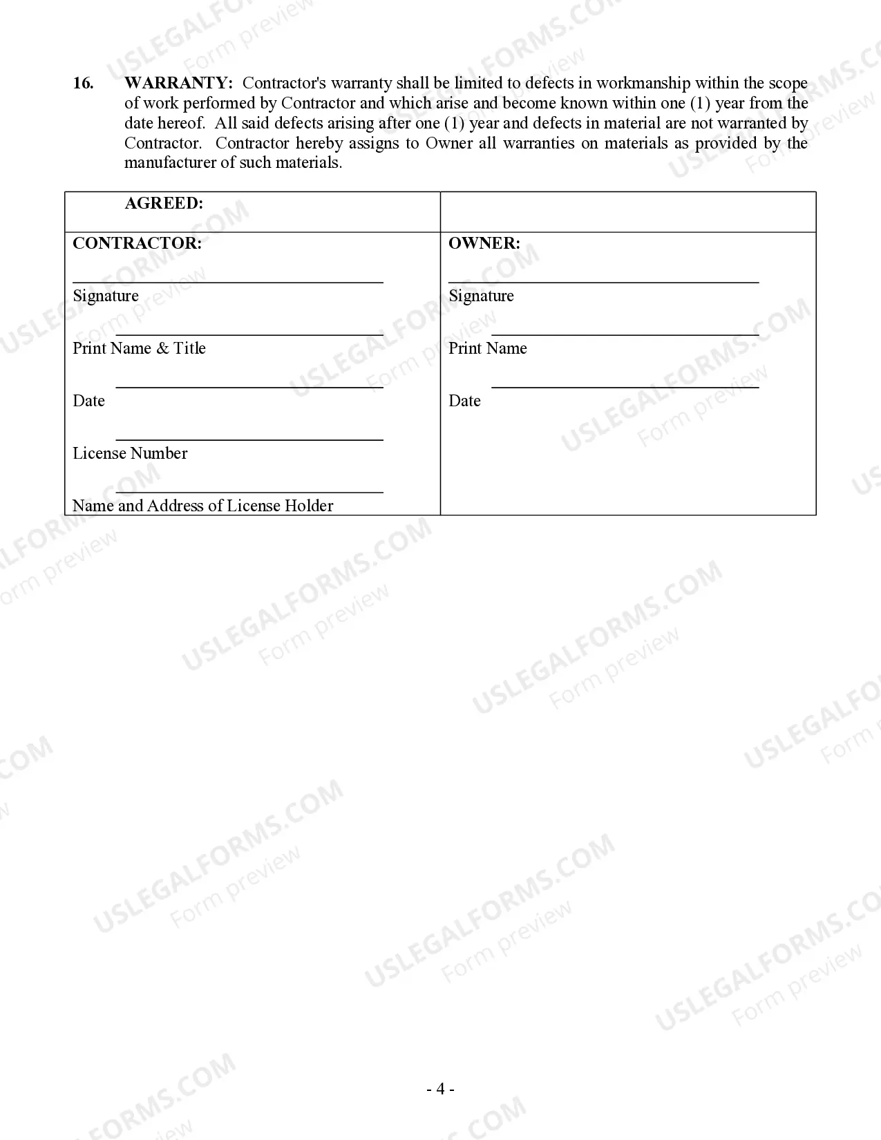 Preview Brick Mason Contract for Contractor