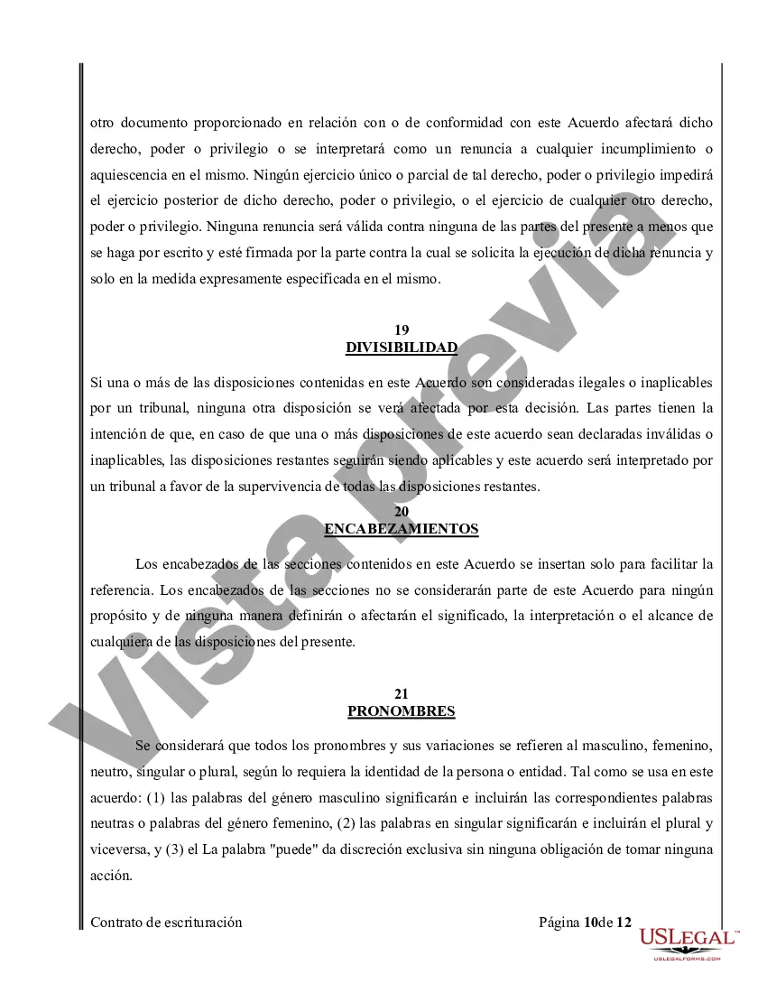 Preview Acuerdo o Contrato de Escritura de Venta y Compra de Bienes Raíces a/k/a Terreno o Contrato de Ejecución