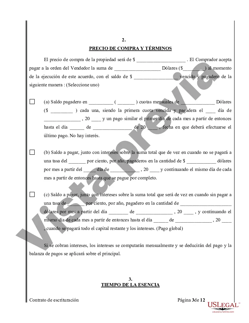 Preview Acuerdo o Contrato de Escritura de Venta y Compra de Bienes Raíces a/k/a Terreno o Contrato de Ejecución