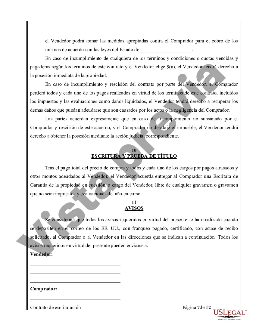 Preview Acuerdo o Contrato de Escritura de Venta y Compra de Bienes Raíces a/k/a Terreno o Contrato de Ejecución
